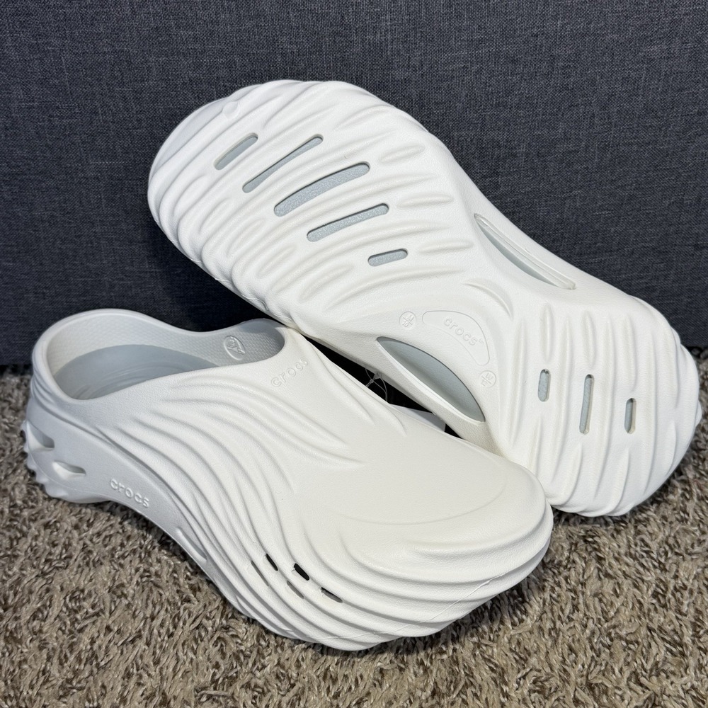 Crocs Echo Wave Mens Sz 10 Chalk White Slip On Clog Sandals Shoes Beach Fishing